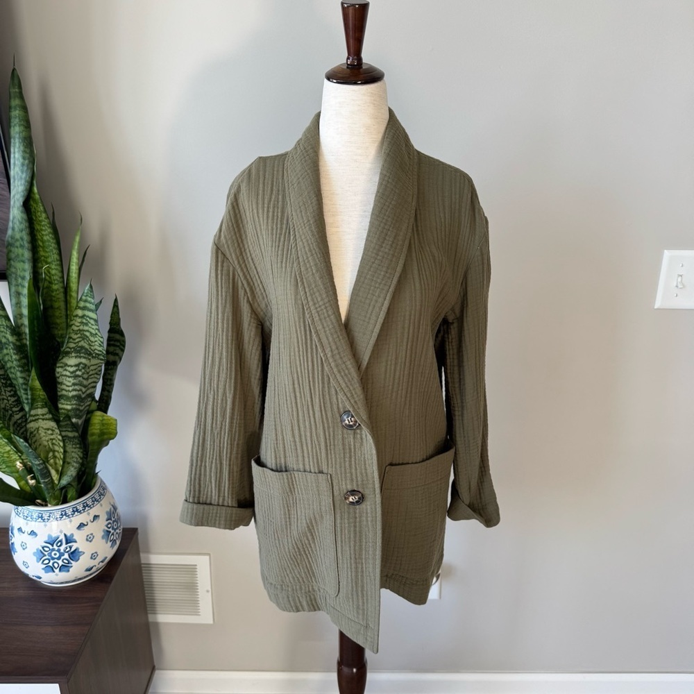 Madewell Lightspun Dorset Blazer Olive Green - Color: Distant Surplus - Picture 11 of 12